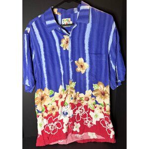 Vtg Jams World Rayon Button Shirt Floral Hawaiian Mens L M630RE-TRAC